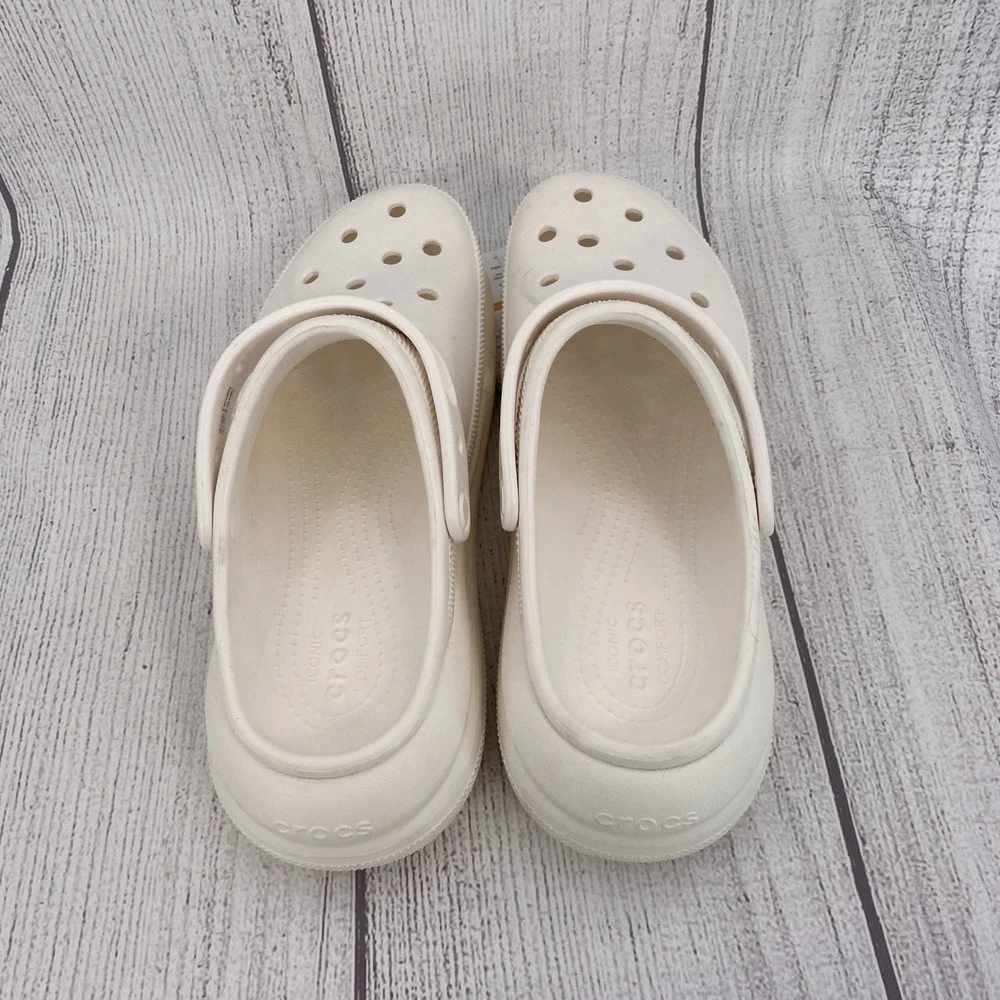 Crocs Classic Crush Clog Mens 11 Womens 13 White Platform Chunky Comfort Shoes